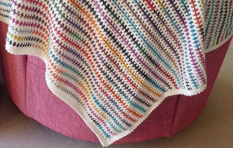 Diamond stitch crochet bllanket in sock yarn & 4 ply
