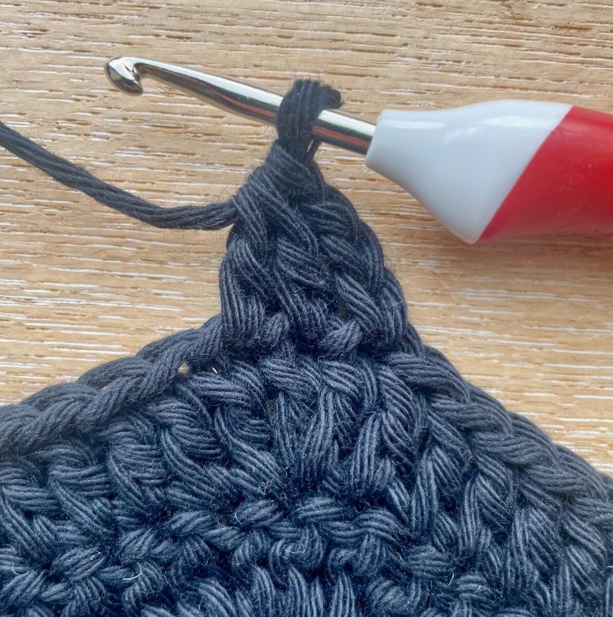 Make the bottom pointy by chaining 3 and double crocheting 2 together