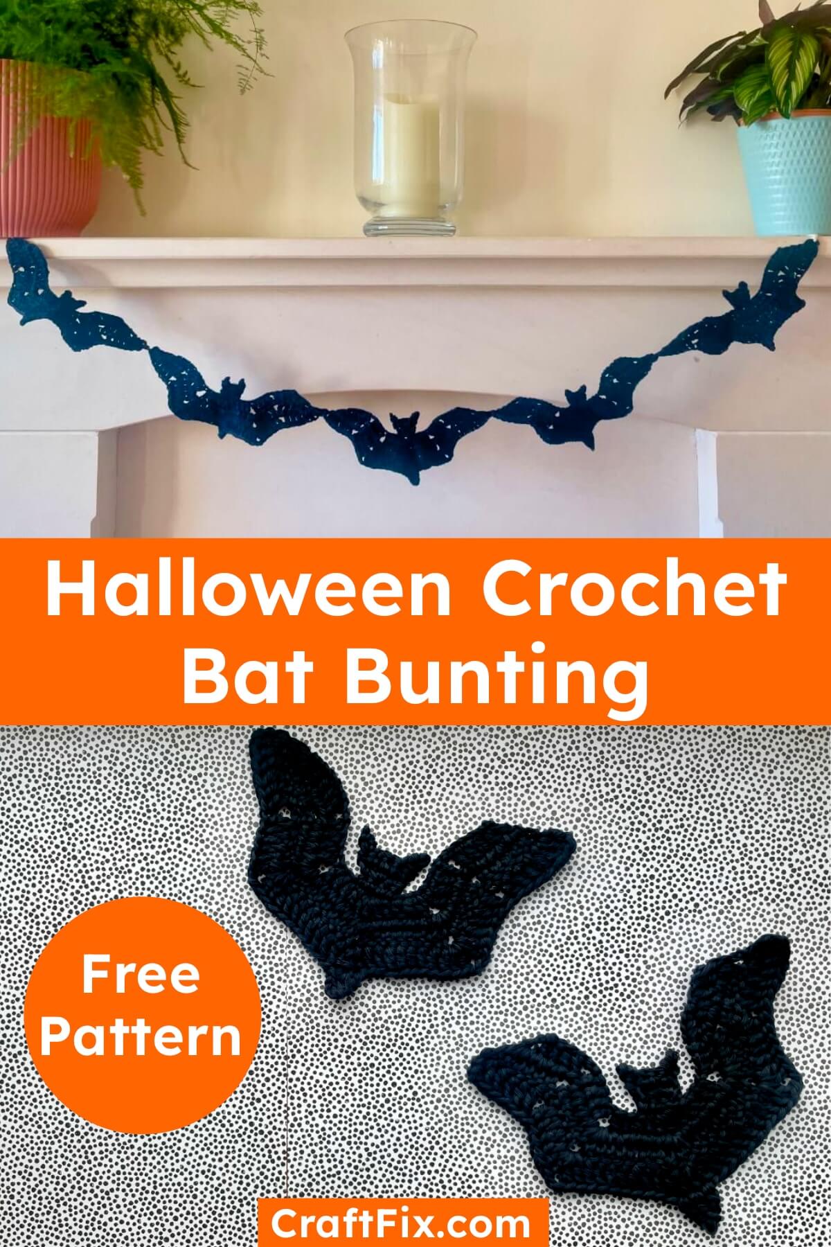 Halloween crochet bat bunting and bat decoration free patterns