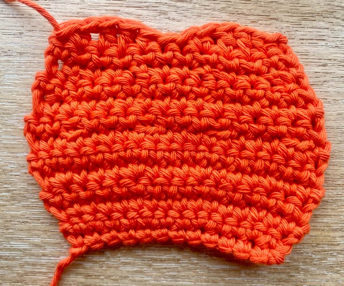 Crochet pumpkin main shape after step 1