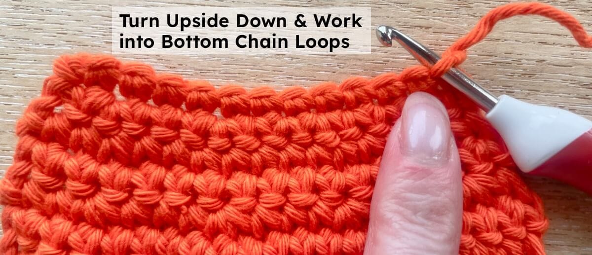 Turn upside down and work into bottom chain loops