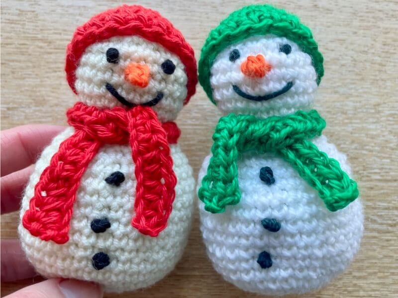 Crocheted snowman ornaments