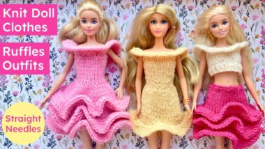Free ruffles outfits dolls clothes knitting patterns for straight needles