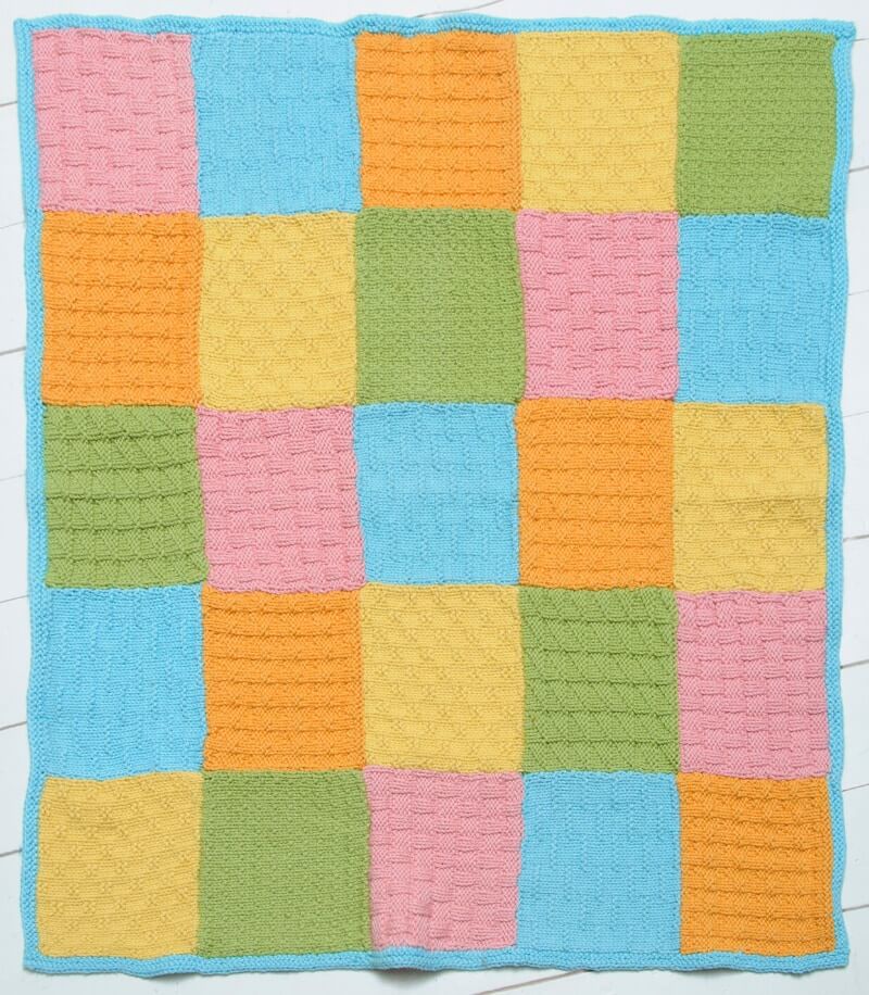 Free Dream Catcher patchwork baby blanket knitting pattern by Susan B Anderson
