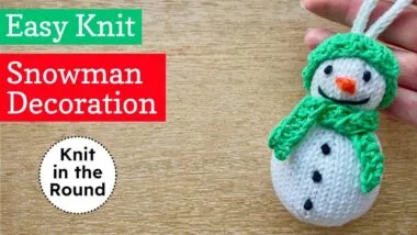 Easy Knit Snowman Ornament - Free Pattern for Circular Needles / DPNs (Knit in the Round) Easy knit snowman decoration pattern knit in the round