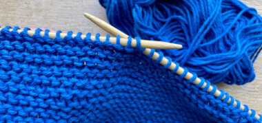 close up of knitting mid row