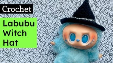Crochet witch hat for labubu doll free pattern
