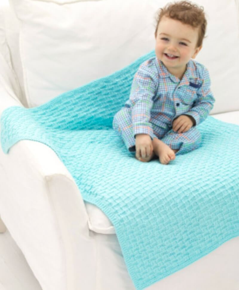 Free basketweave baby blanket knitting pattern from Lion Brand