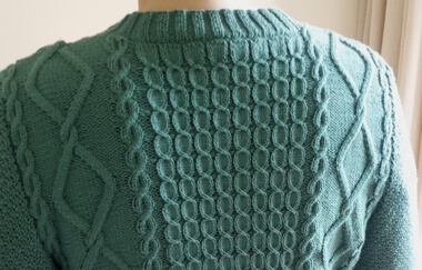 Back of Lunaire cabled cotton 4 ply sweater
