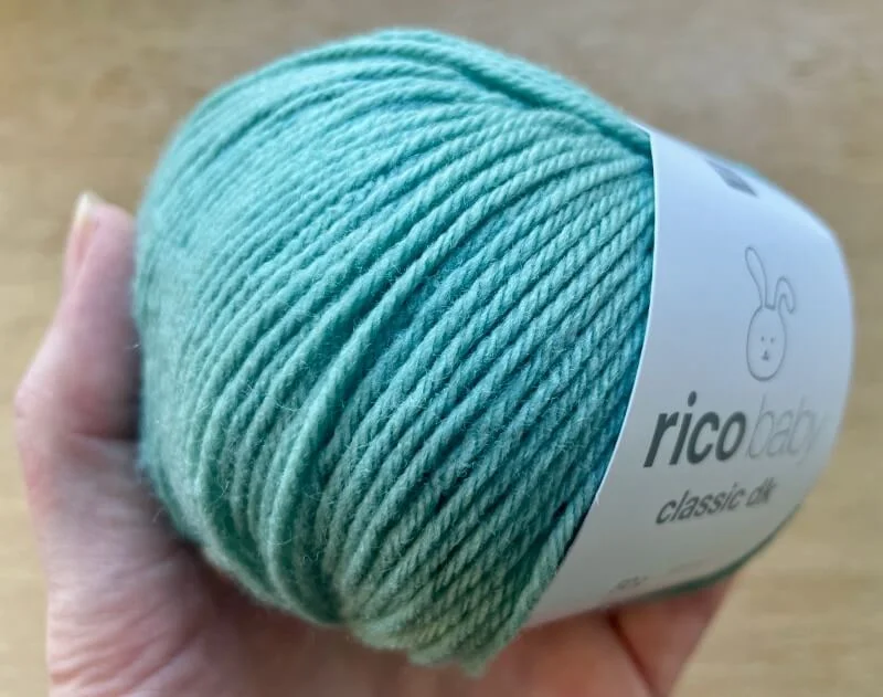 Close up of Rico Baby Classic DK yarn ball
