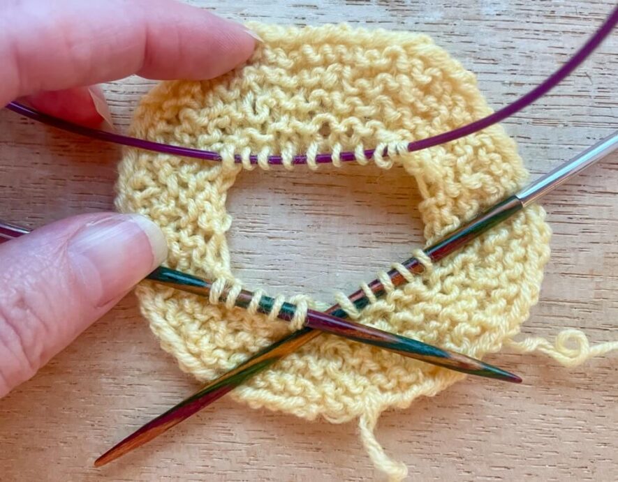 How your knitting looks after binding off stitches for armholes