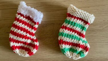 Striped mini stockings knit in the round