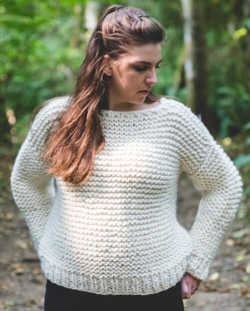 Simple sweater knit in garter stitch